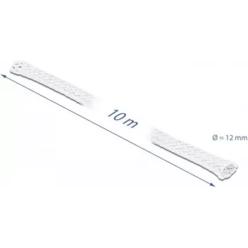 Braided Sleeve DeLOCK 20804 10 m x 12 mm white