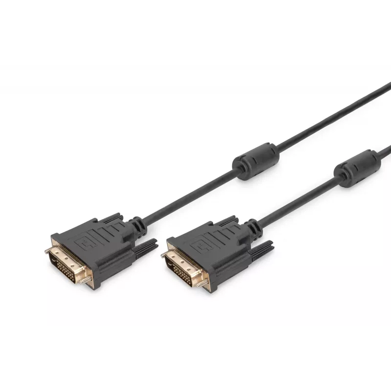 DIGITUS - DVI-Cable - Dual Link - DVI-D (M) - DVI-D (M) - 5,0m - Moulded, Thumbscrews - Black (AK-320101-050-S)