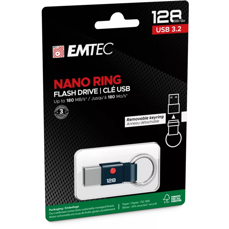 USB flash drive EMTEC ECMMD128GT103 128 GB USB Type-A 3.2 Gen 1 (3.1) Black, read 180 MB/s, write 25 MB/s