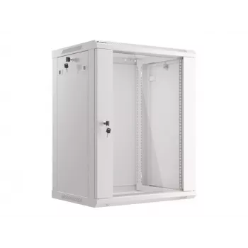 Lanberg WF01-6415-10S 15U 19 inch Wall-Mount Rack Cabinet, 600x450mm, Grey, Tempered Glass Door, IP20, 60kg Load