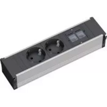 Power Extension Bachmann CONI 2 AC Outlets Indoor Aluminium Black