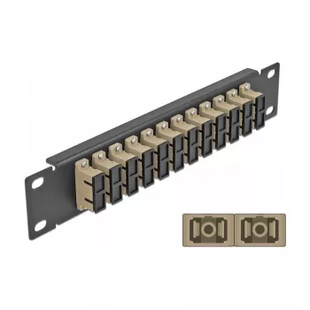 Fiber Optic Patch Panel DeLOCK 10 inch 12 Port SC Duplex Beige 1U Black