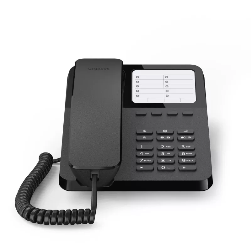 Corded desk phone Gigaset Desk400 — wired desktop telephone, black, model DESK 400