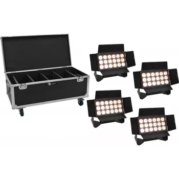 LED multifunctional wash light set EUROLITE 20001034 with 4 rechargeable batteries, 18x10W RGBW LEDs
