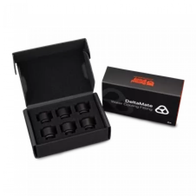 Thermal Grizzly DeltaMate Extender MF10 – water-cooling fitting, Black, 6 pcs. (TG-DM-FIT-6006)