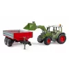 Toy tractor BRUDER Fendt Vario 211 with front loader and side trailer