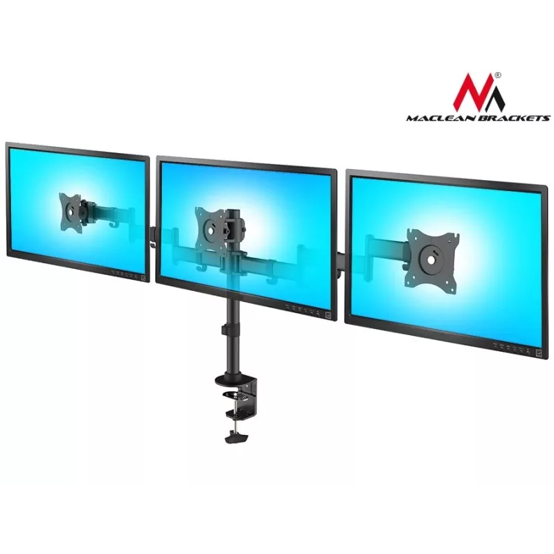 Monitor desk mount MACLEAN MC-691 for 3 monitors — adjustable height and tilt