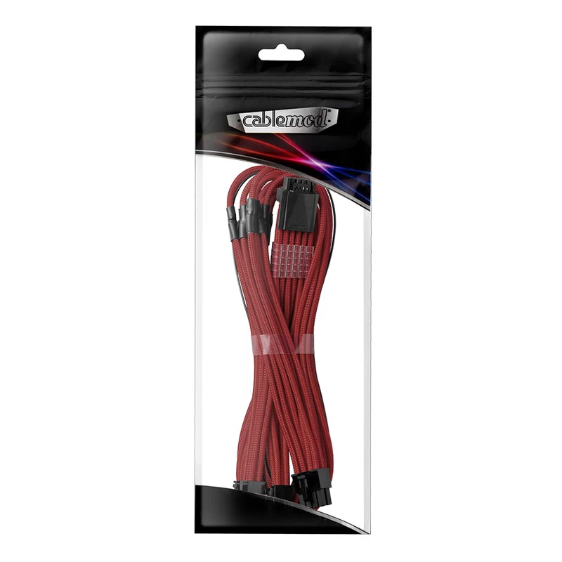 CableMod C-Series PRO ModMesh 12VHPWR to 3x PCI-e Cable for Corsair - 60cm, dark red
