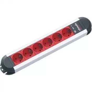 Power Extension Bachmann PRIMO 1.75m 6 AC Outlets Indoor Aluminium Red