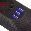 Power strip MACLEAN MCE395 B — 5 sockets, 3×USB, 110–240V AC, 2.1A USB, 2500W, 1.5 m cable, black