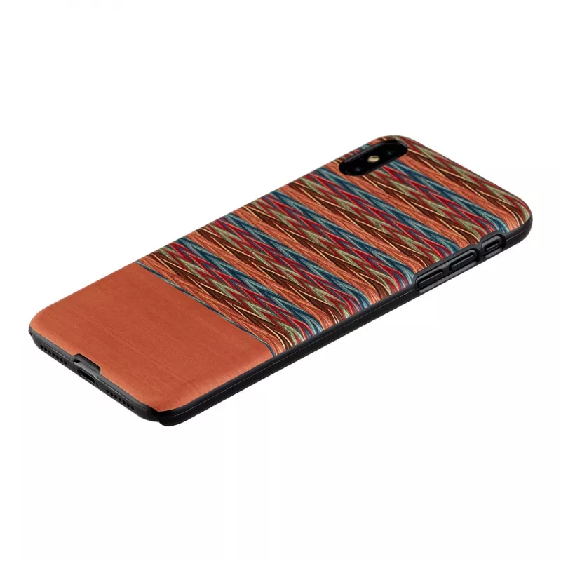 Phone case man and wood for iPhone X/XS — brown check with black accents