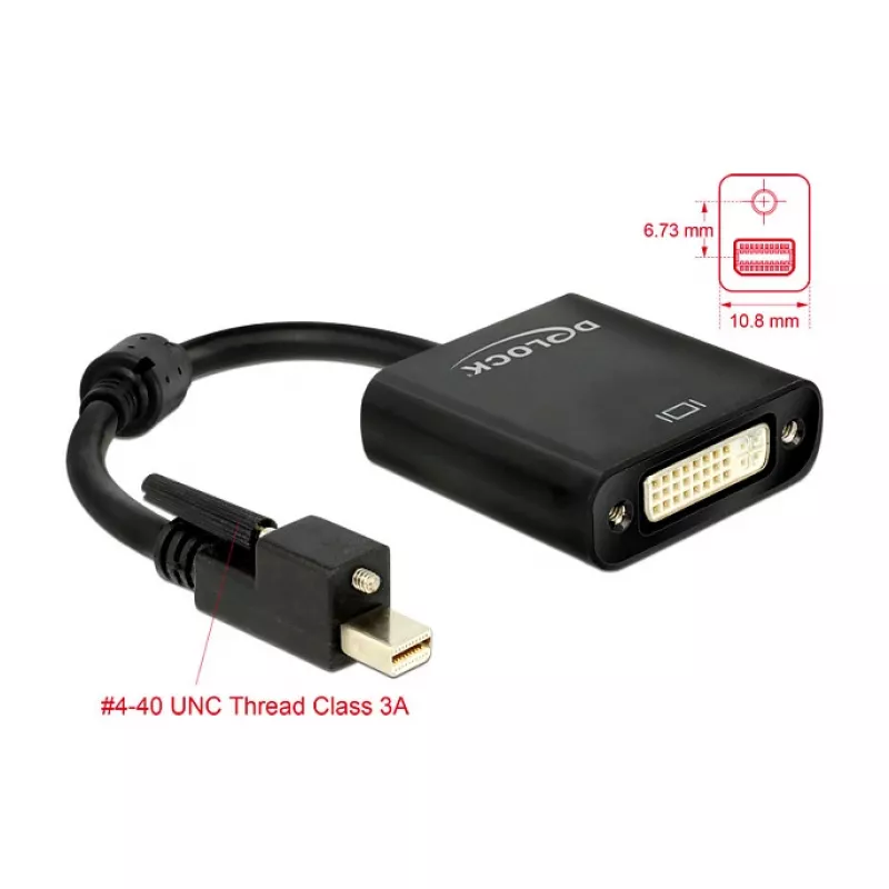 Video Cable Adapter DeLOCK 62639 Mini DisplayPort to DVI-I 0.25m Black