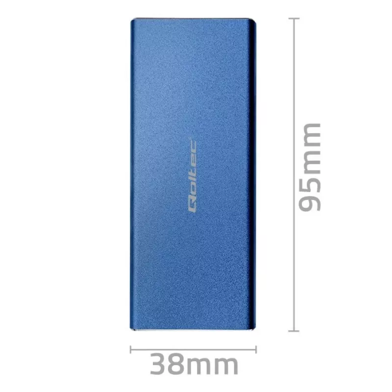 SSD enclosure QOLTEC 51832 — external M.2 SATA, USB 3.0, up to 2TB, blue, supports 30 mm drives, 4 slots