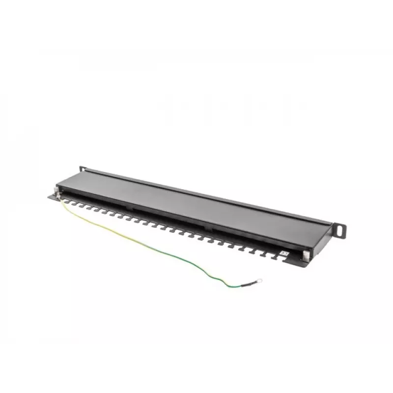 Lanberg PPS5-0024-B 24-Port CAT5e Shielded Patch Panel 0.5U 19 inch Rack Mount Black