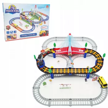 Electric Train Track King Extralink Kids, with Locomotive and Battery-Powered Car