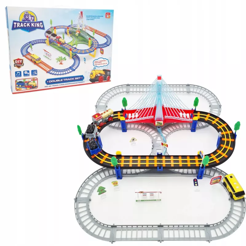Electric Train Track King Extralink Kids, with Locomotive and Battery-Powered Car