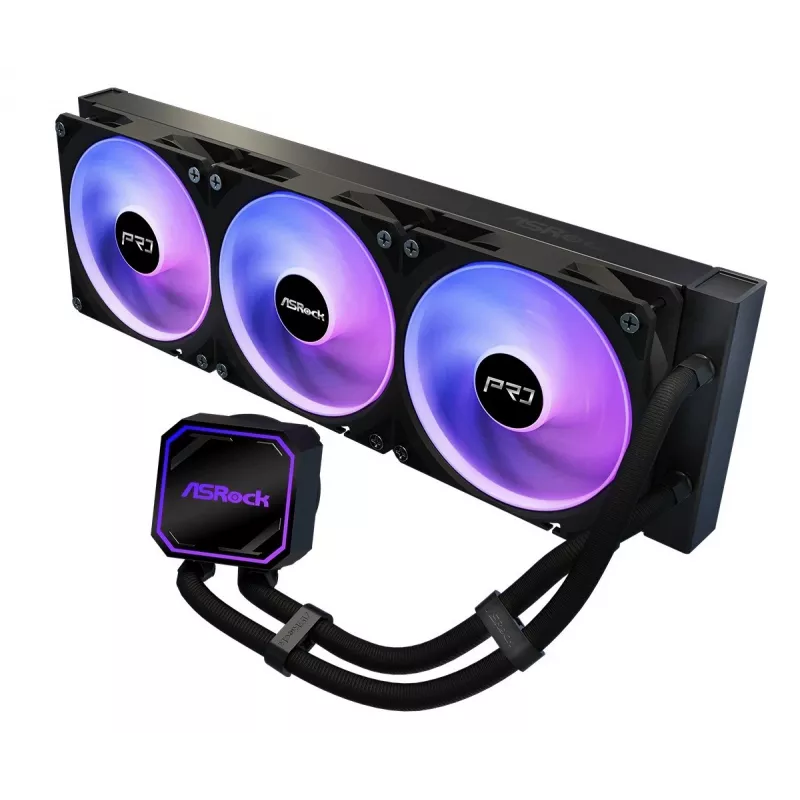 CPU cooler ASROCK Pro 360 ARGB Black — ASROCK model 90-APRA36-BAAGA6, 360mm AIO liquid cooler, ARGB lighting