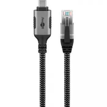 Goobay 70755 USB-C to RJ45 Ethernet CAT 6 Cable for Stable Wired Internet Connection with Router/Modem/Network Switch/Replaces USB to RJ45 Adapter / 1