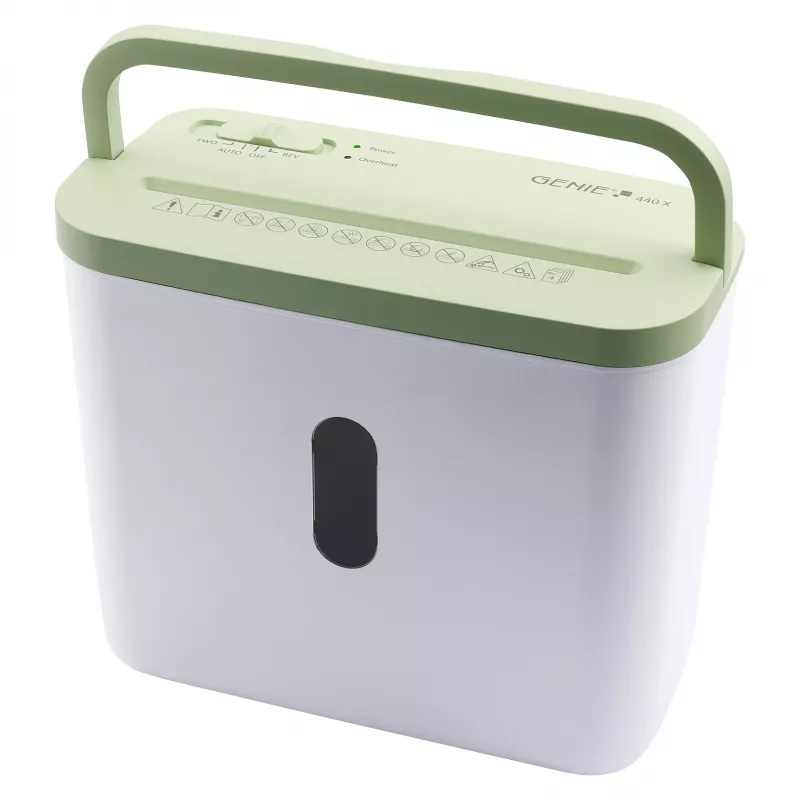 Paper Shredder Genie 440 X GR — Cross Cut 4 x 38 mm, 8 L Basket, 300 W, Green/White