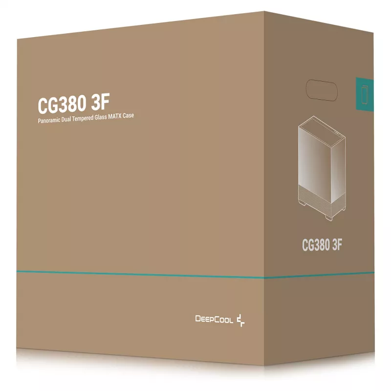 PC Midi Tower DeepCool CG380 3F — Black, 235×437×451 mm, supports 2x120 mm side + 1x120 mm rear fans, bottom PSU, 2.5 inch/3.5 inch HDD