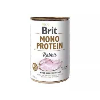 Wet dog food Brit Mono Protein Rabbit 400 g — canned complete diet, single animal protein, adult dogs