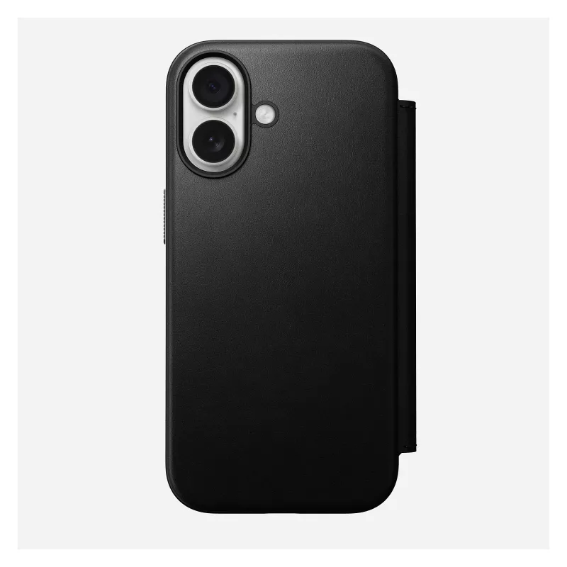 Folio phone case Nomad Modern Leather Folio for Apple, fits up to 16 cm (6.3 inch) screens, Black