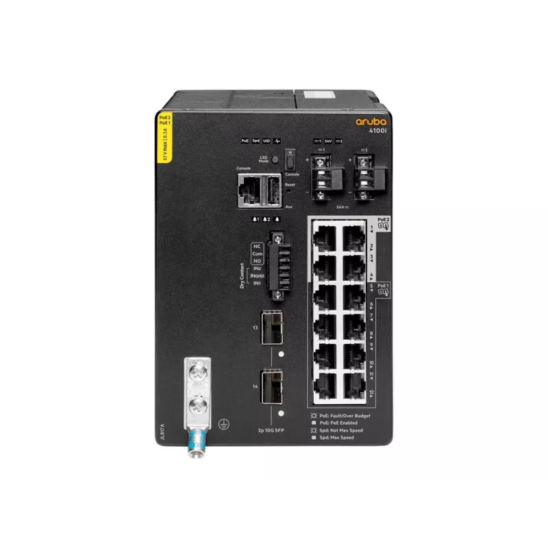 Hewlett Packard Enterprise HPE Aruba 4100i - Switch - 8 x 10/100/1000 (PoE Class 4) + 4 x 10/100/1000 (PoE Class 6) + 2 x SFP+ - DIN rail mountable - PoE Class 4 / PoE Class