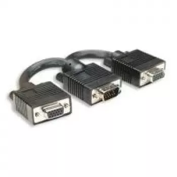 Manhattan SVGA Y Cable - VGA-Splitter - HD-15 (VGA) (M) to HD-15 (VGA) (W) - 2cm - Moulded - Black (304559)