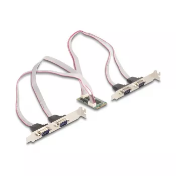 Internal RS-232 interface card DELOCK 95278 — Mini PCI Express host, 4× RS-232 outputs, FIFO 256 B, 30×51×10 mm