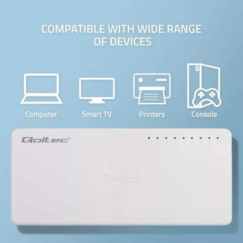 Qoltec Network SWITCH 8xRJ45 port 1000Mbps LAN