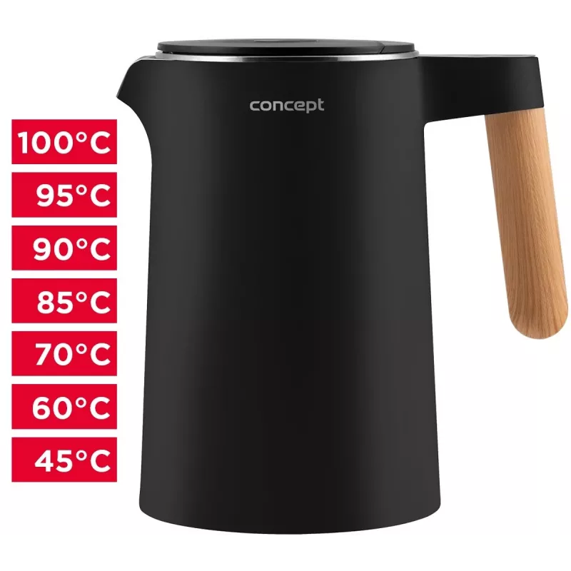 Electric kettle Double Wall 1.5 L Concept Black RK 3301