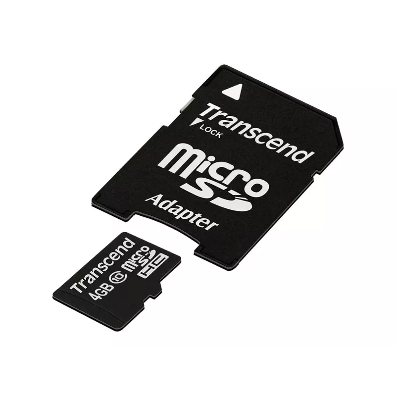 Flash Memory Transcend 4GB MicroSDHC Class 10 with Adapter
