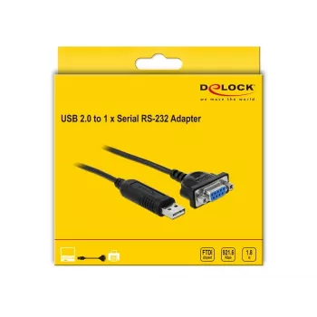 Serial Cable DeLOCK 66281 Black 1.8 m RS-232 USB Type-A