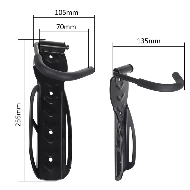 Wall-mounted bicycle rack MACLEAN MC-432, vertical bike mount, adjustable width, max load 30 kg, black