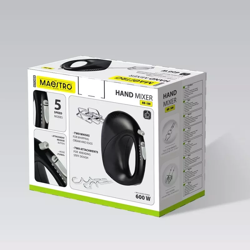 Hand mixer Maestro MR-500, black — handheld kitchen mixer, model MR-500