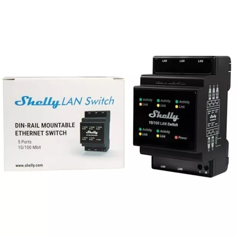 Smart switch Shelly LAN Switch Black AC 110-240V 1W