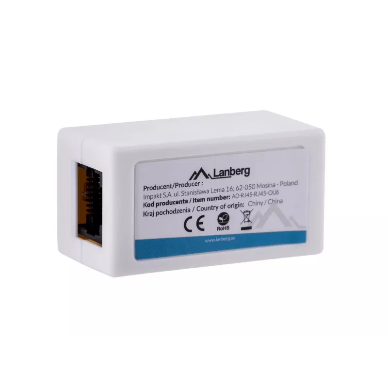 Network splitter LANBERG AD-RJ45-RJ45-OU6 — white RJ-45 1 input to 1 output