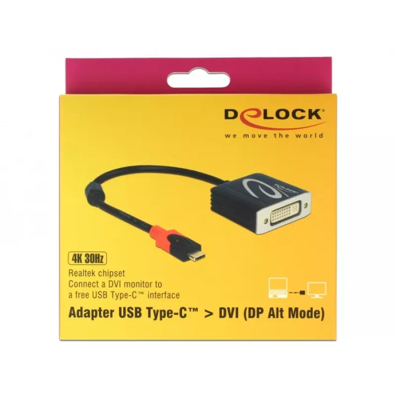 Video Cable Adapter DeLOCK 61213 USB Type-C to DVI 0.2m Black