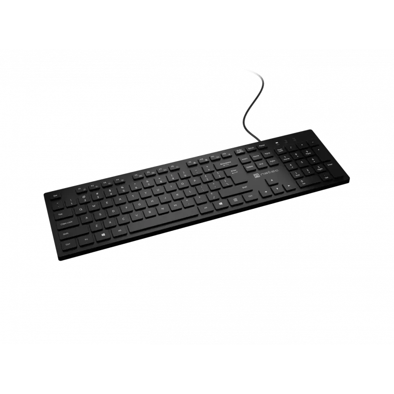 Wired slim multimedia keyboard NATEC HERRING — black, low-profile layout, multimedia keys