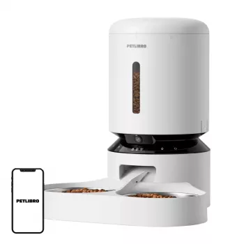 Petlibro Granary camera feed dispenser with double bowl, 5L (white)
