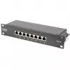 DIGITUS 10 inch Wall-Mounted Network Set 12U, 312 x 300 mm (W x D), Grey RAL 7035, with 8-Port Gigabit Switch, CAT6 Patch Panel, Shelf, Power Strip, and Accessories