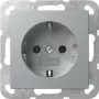 Gira SCHUKO Socket System 55 F Alu model 418826 — flush-mounted protective earthing outlet, System 55 frame compatible