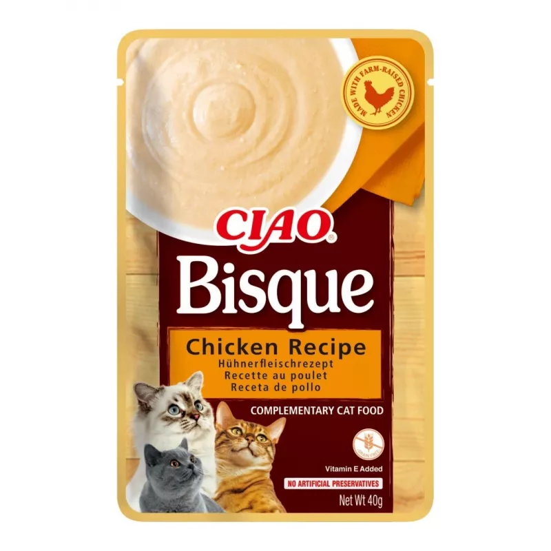 INABA Ciao Bisque Creamy Soup Cat Treats, Chicken, Beef and Fish, 24 x 40 g