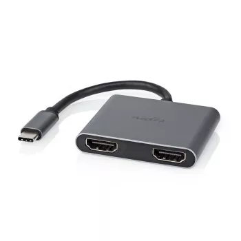 Nedis USB-C™ Adapter USB 3.2 Gen 1 | USB-C™ Plug | 2x HDMI™ | | 4K@30Hz | 0.10 m | Round | nickel-plated | PVC | Black | Box (CCGB64670BK01)