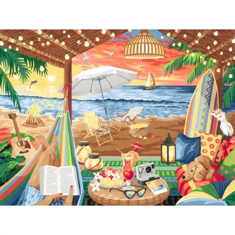 Puzzle paint set Ravensburger Cozy Cabana 23911 — painting puzzle activity kit