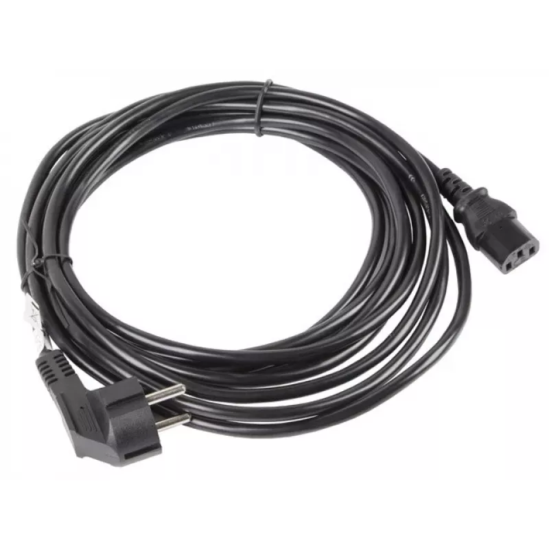 Power cable LANBERG CA-C13C-11CC-0050-BK — 5 m, C13 coupler to CEE7/7, angled C13