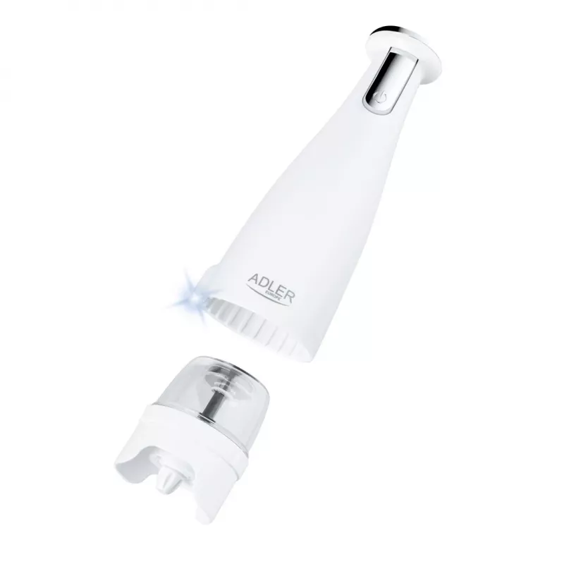 Burr salt and pepper grinder set Adler AD 4449W Steel White, ceramic quern, 150 ml, USB-C rechargeable