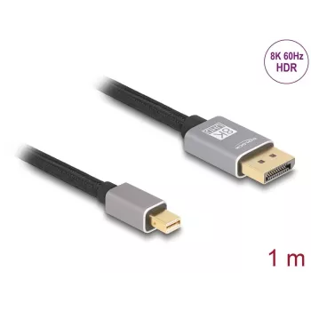 DeLOCK Mini DisplayPort to DisplayPort cable 8K 60 Hz 1 m grey metal without latch