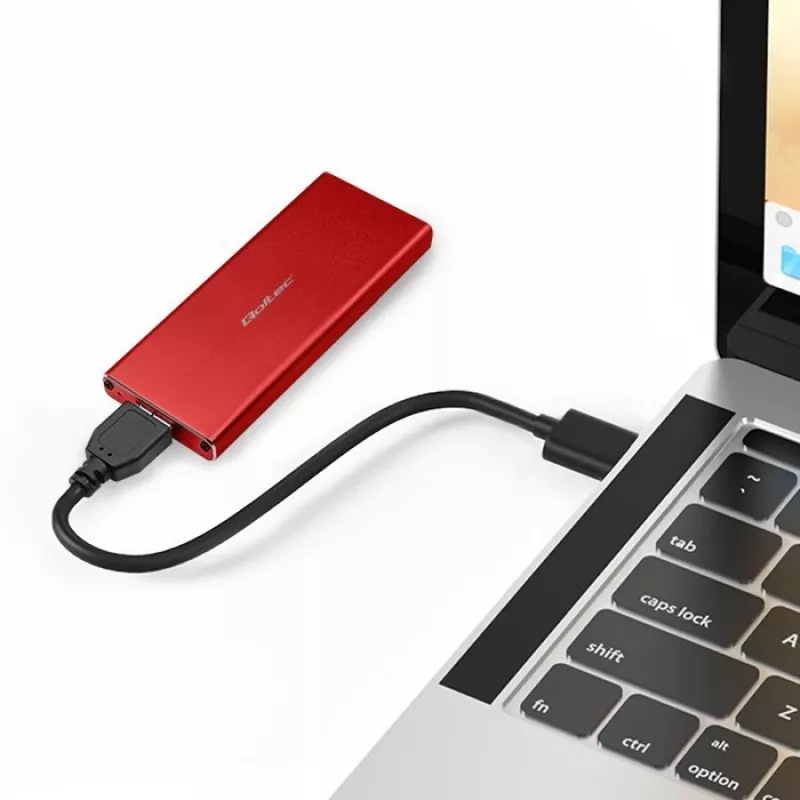 SSD enclosure QOLTEC 51831 USB 3.0 for M.2 SATA drives up to 2TB, red, supports 30 mm length, up to 4 drives