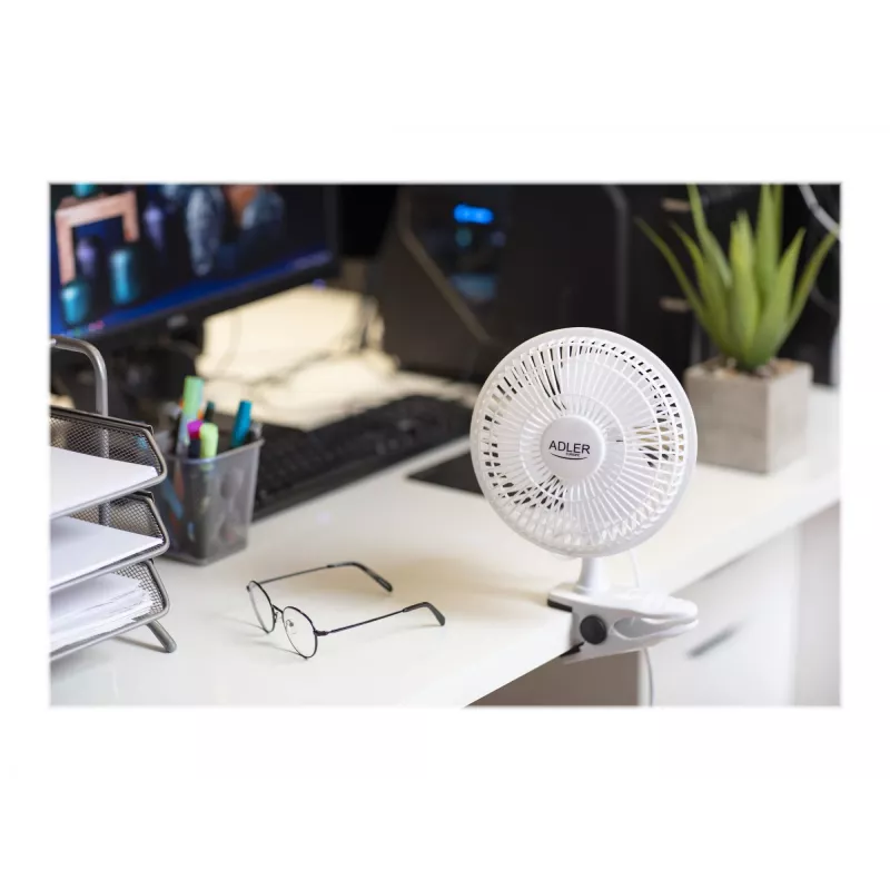 Adler | Fan with clip | AD 7317 | Table Fan | White | Diameter 15 cm | Number of speeds 2 | 30 W